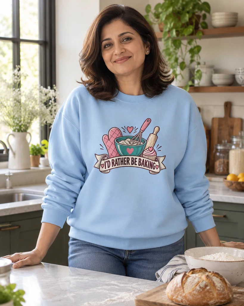 I'd Rather Be Baking Sweatshirt in Baby Blue — Baking