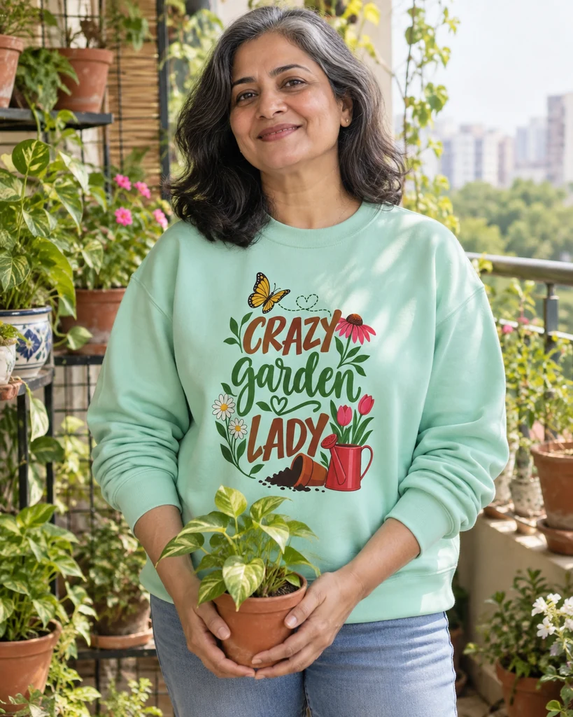 Crazy Garden Lady Sweatshirt in Mint — Plants & Gardening