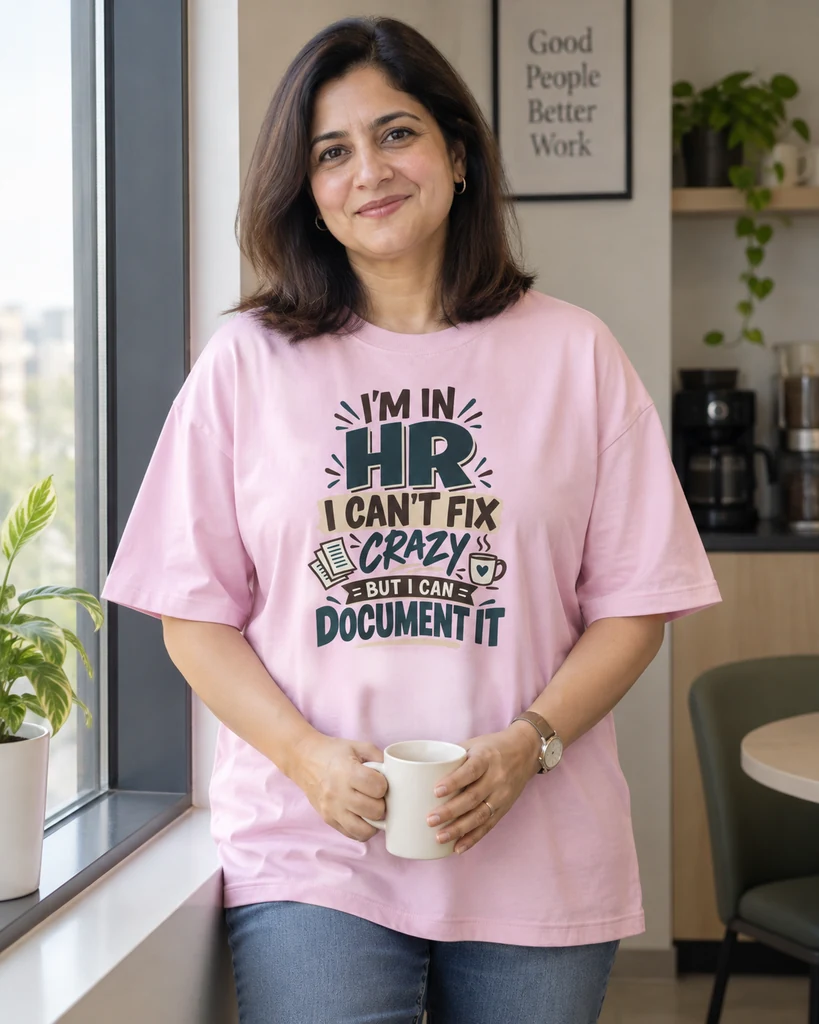 HR Can't Fix Crazy but Can Document It Oversized T-Shirt in Light Baby Pink — Human Resources