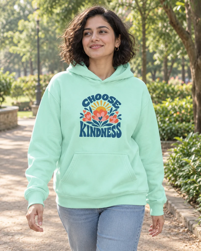 Choose Kindness Graphic Hoodie in Mint — Positivity