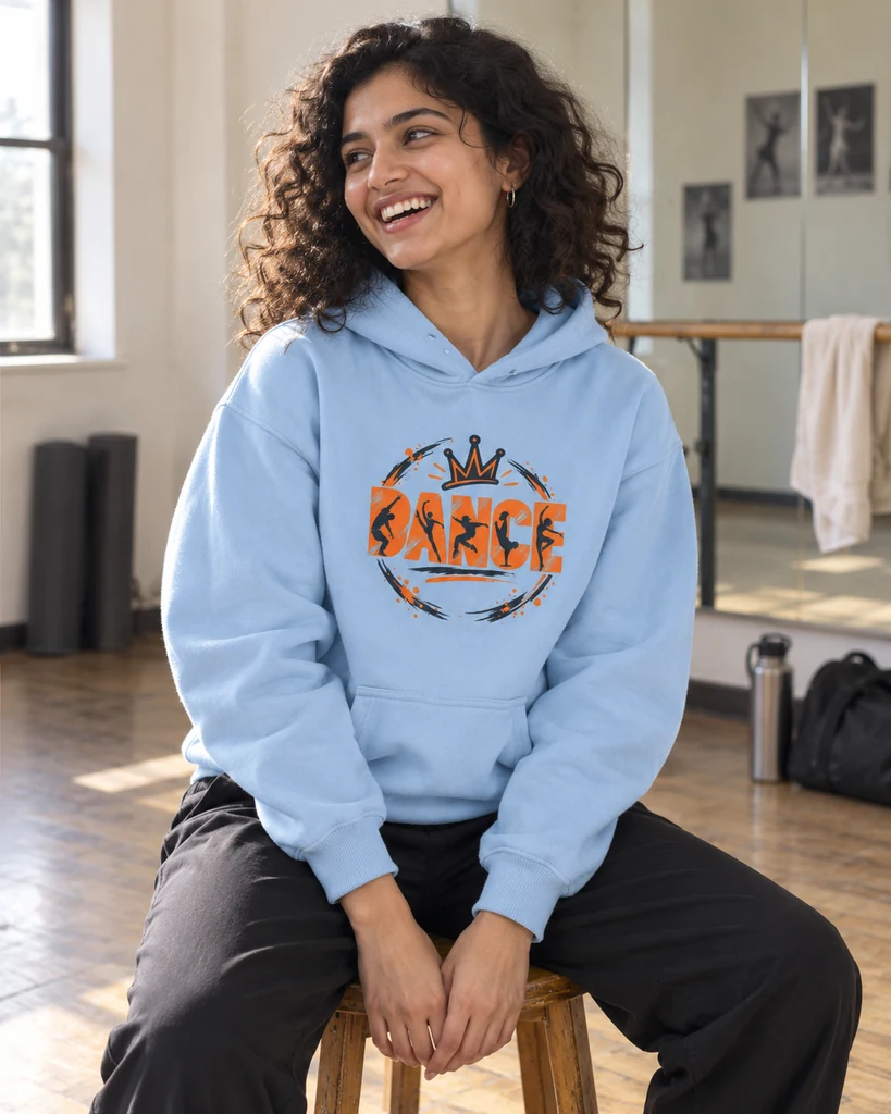 Dance Crown Graphic Hoodie in Baby Blue — Dance