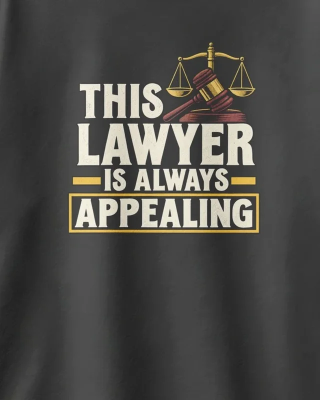 This Lawyer Is Always Appealing Oversized T-Shirt in Black — design detail