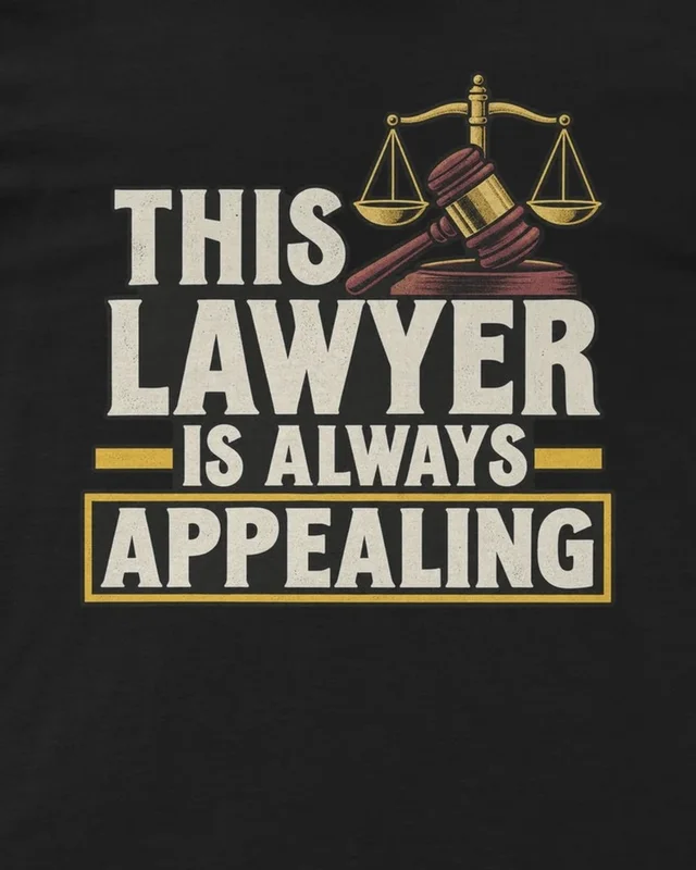 This Lawyer Is Always Appealing Regular T-Shirt in Black — design detail