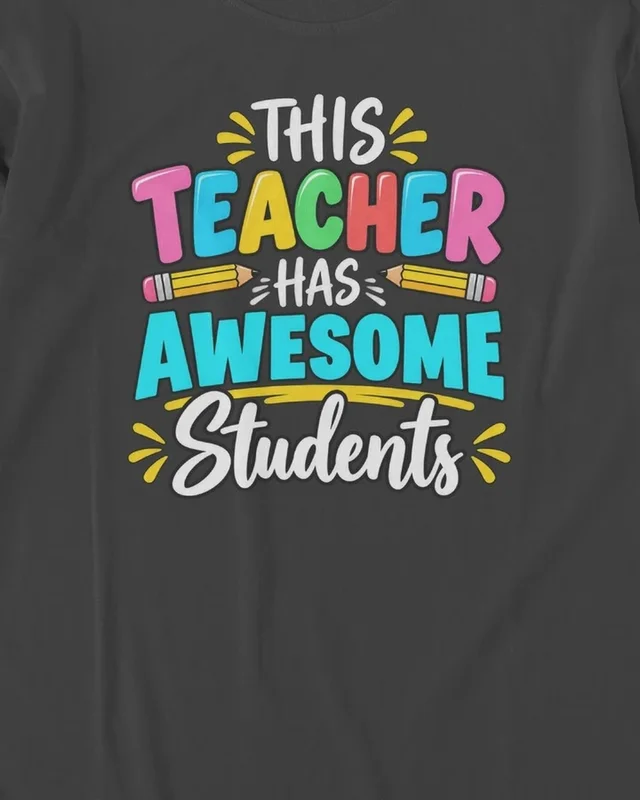 This Teacher Has Awesome Students Long-Sleeve T-Shirt in Black — design detail