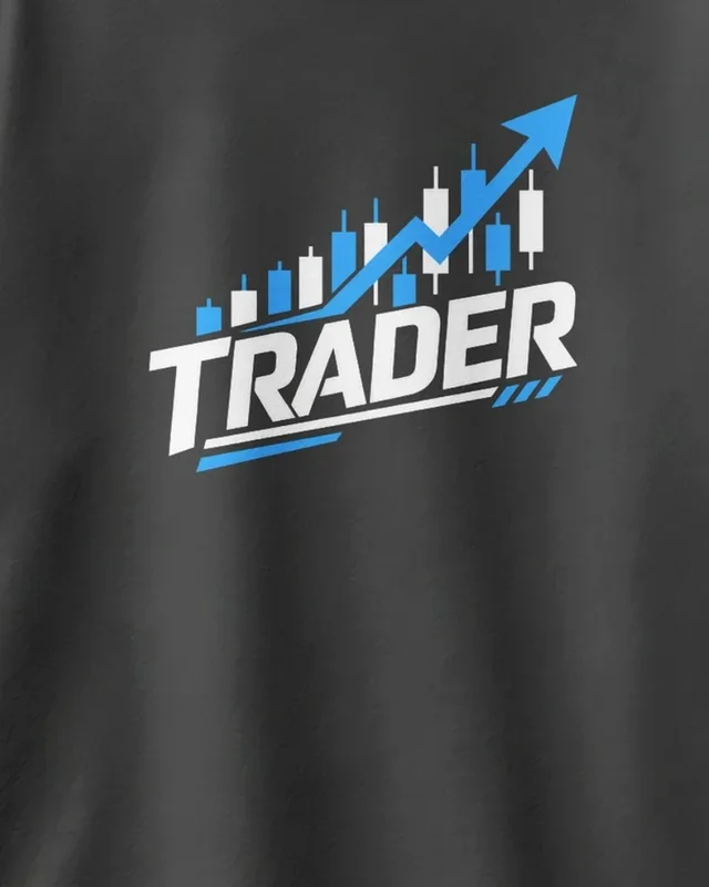 Trader Rising Chart Oversized T-Shirt in Black — design detail