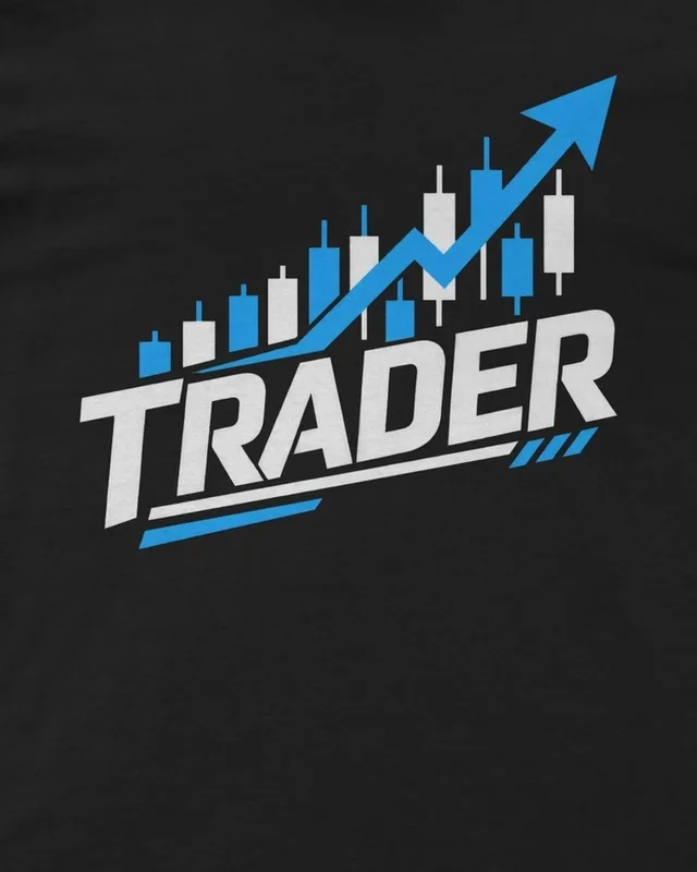 Trader Rising Chart Regular T-Shirt in Black — design detail