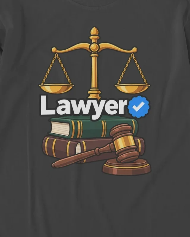 Verified Lawyer Long-Sleeve T-Shirt in Black — design detail