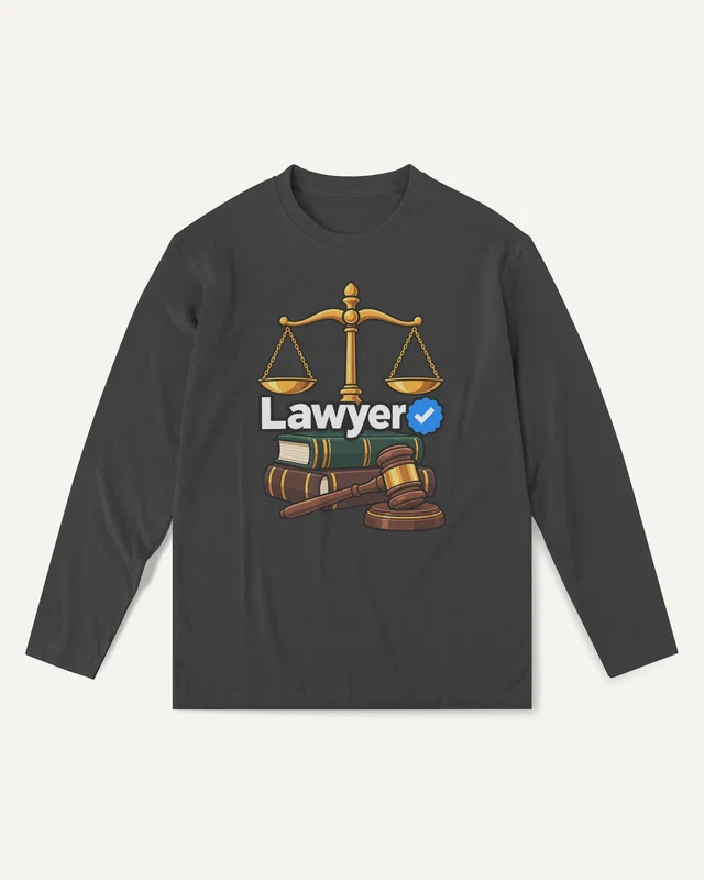 Verified Lawyer Long-Sleeve T-Shirt in Black — front