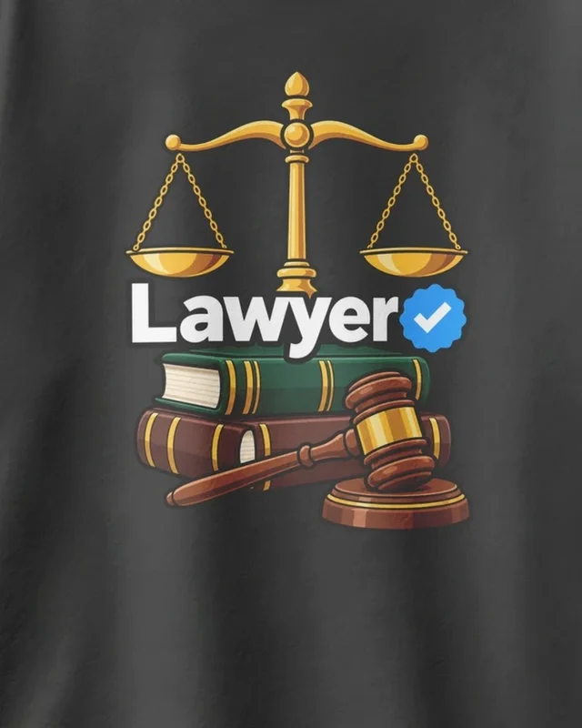 Verified Lawyer Oversized T-Shirt in Black — design detail