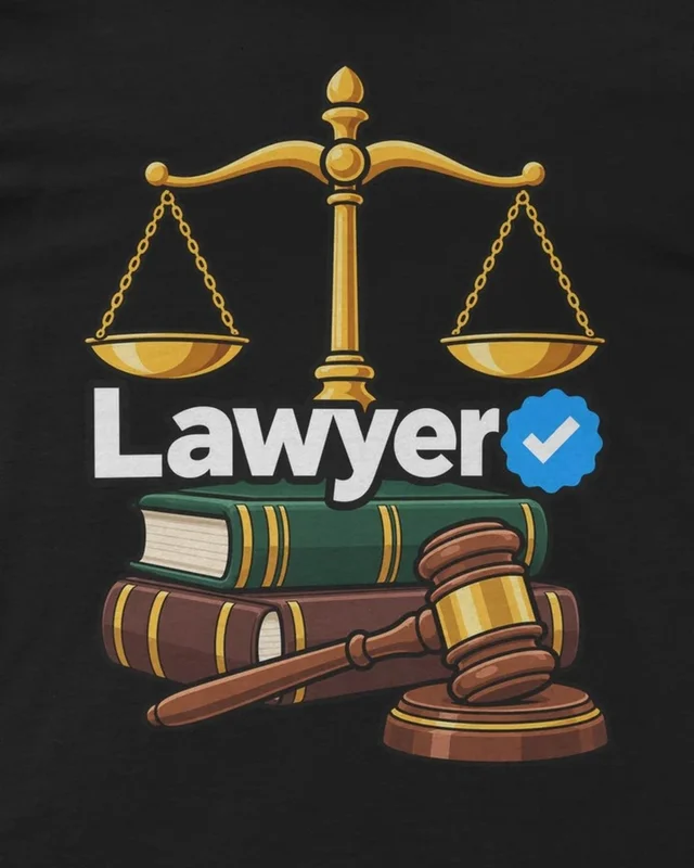 Verified Lawyer Regular T-Shirt in Black — design detail