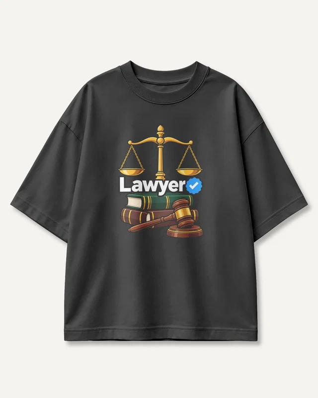 Verified Lawyer Oversized T-Shirt in Black — front
