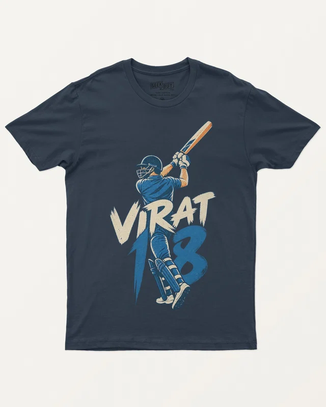 Virat 18 Regular T-Shirt in Navy Blue — front