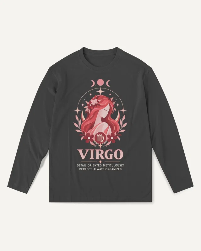 Virgo Long-Sleeve T-Shirt in Black — front