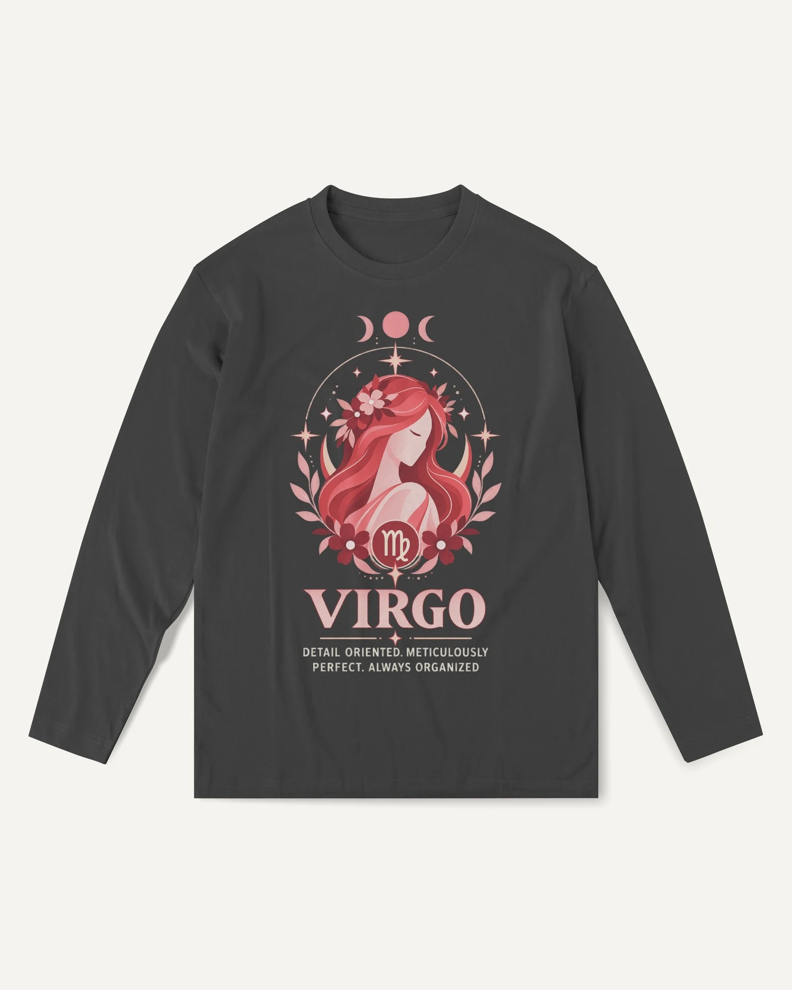 Virgo Long-Sleeve T-Shirt in Black — front Virgo Long-Sleeve T-Shirt in Black — front