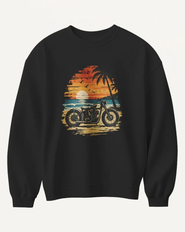 Coastal Motorcycle Sweatshirt in Black — front