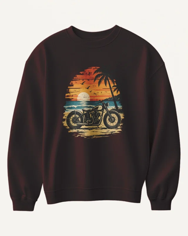 Coastal Motorcycle Sweatshirt in Maroon — front