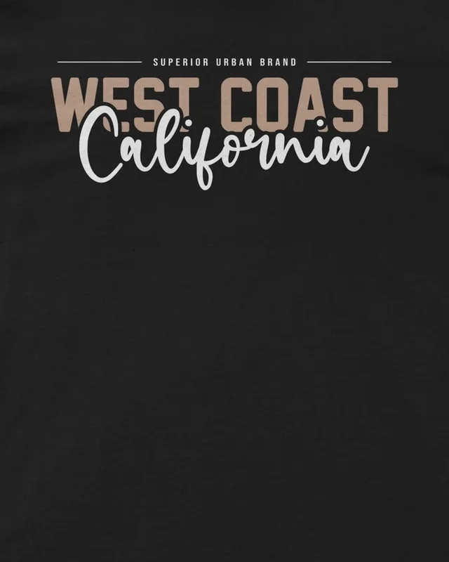 West Coast California Regular T-Shirt in Black — design detail