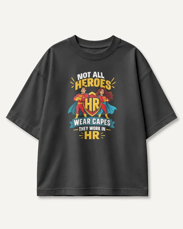 HR Workplace Heroes Oversized T-Shirt in Black — front