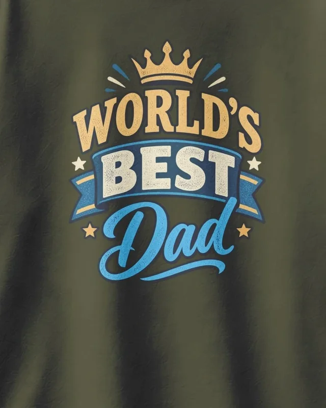 World's Best Dad Oversized T-Shirt in Olive Green — design detail