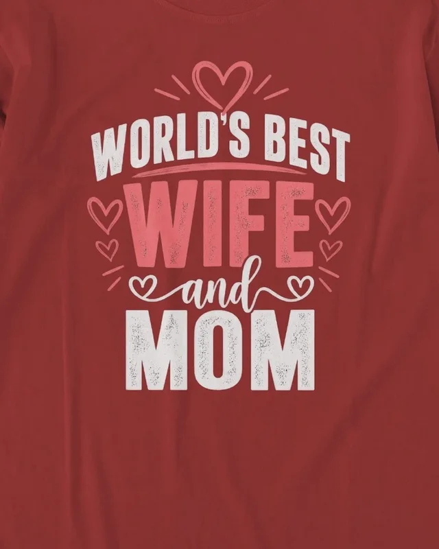 World's Best Wife and Mom Long-Sleeve T-Shirt in Red — design detail