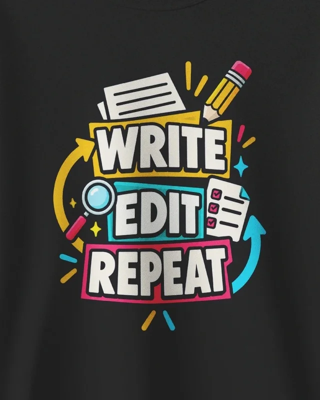Write Edit Repeat Sweatshirt in Black — design detail