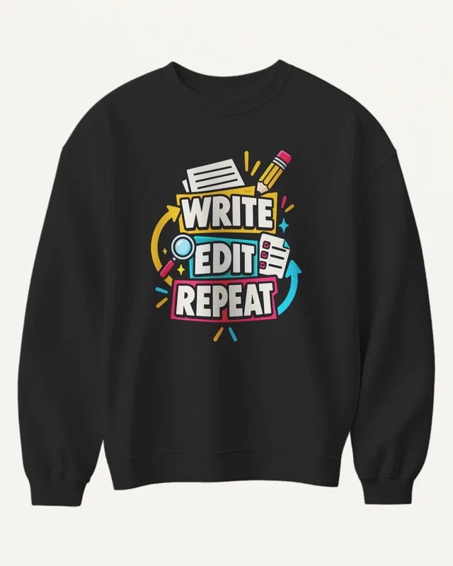 Write Edit Repeat Sweatshirt in Black — front