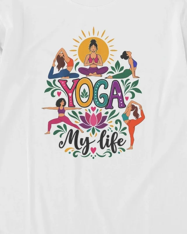 Yoga My Life Long-Sleeve T-Shirt in White — design detail