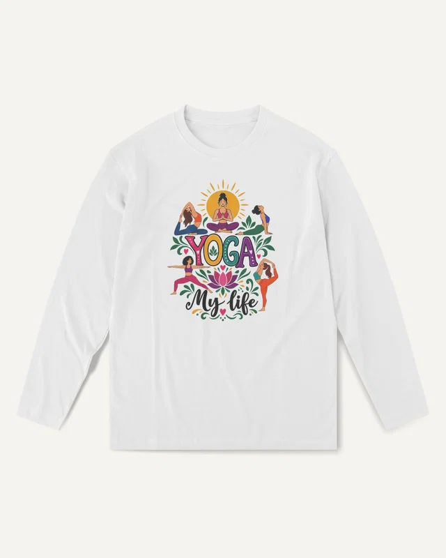 Yoga My Life Long-Sleeve T-Shirt in White — front