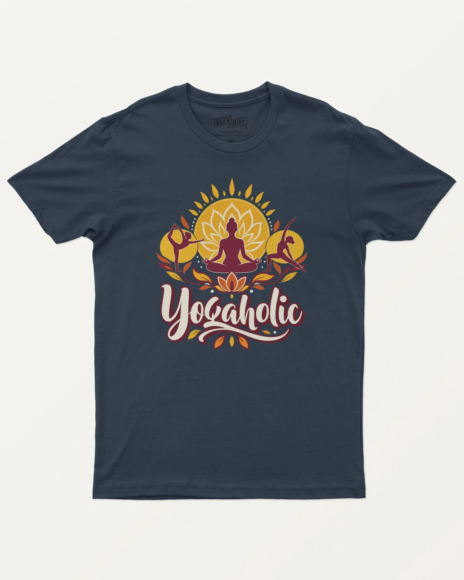 Yogaholic Regular T-Shirt in Navy Blue — front Yogaholic Regular T-Shirt in Navy Blue — front