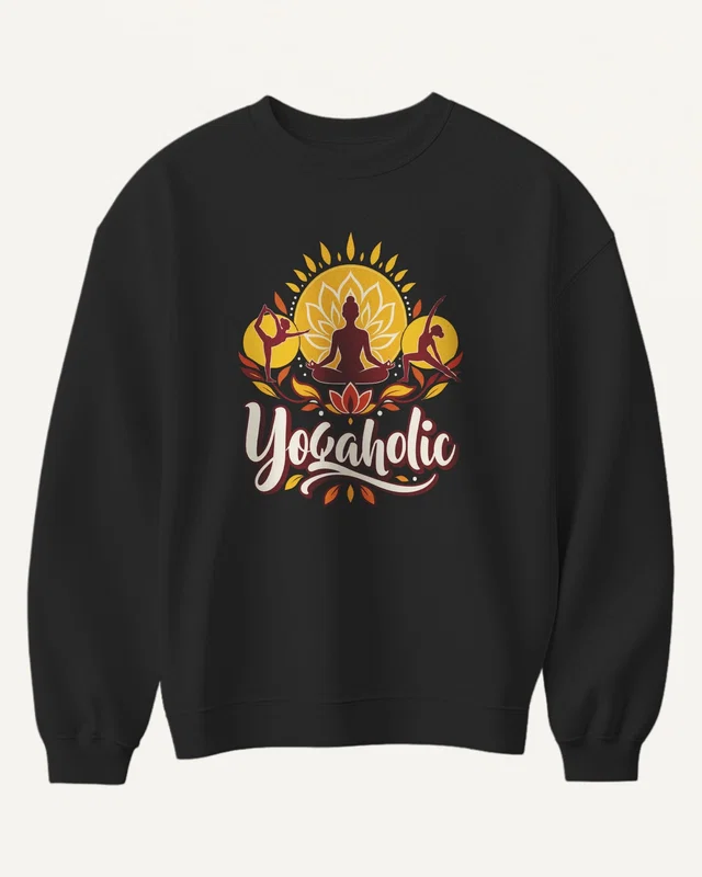 Yogaholic Sweatshirt in Black — front