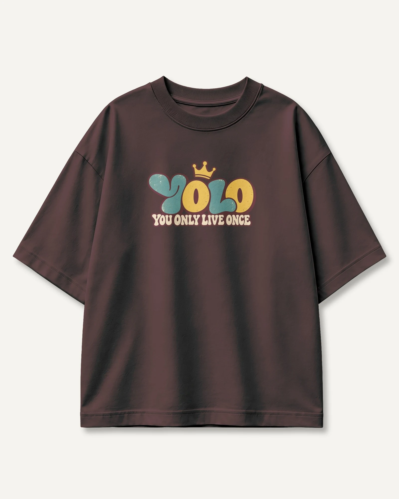 YOLO You Only Live Once Oversized T-Shirt in Maroon — front YOLO You Only Live Once Oversized T-Shirt in Maroon — front