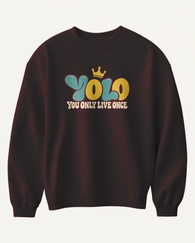 YOLO You Only Live Once Sweatshirt in Maroon — front