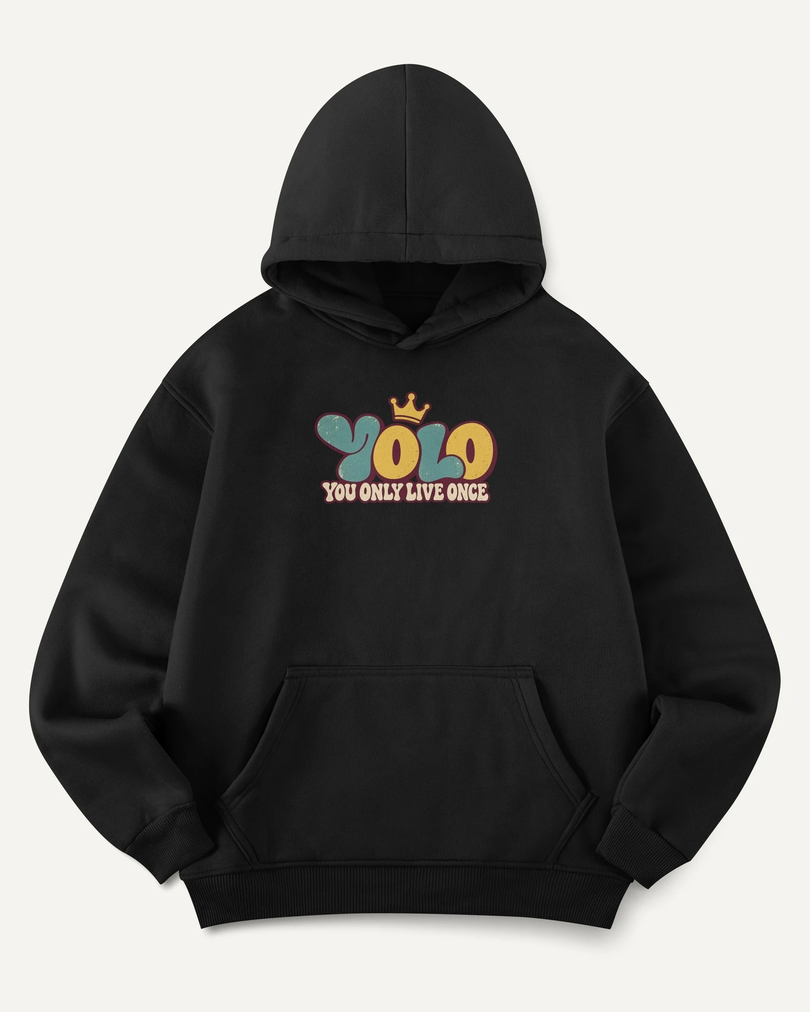 YOLO: You Only Live Once Graphic Hoodie in Black — front YOLO: You Only Live Once Graphic Hoodie in Black — front