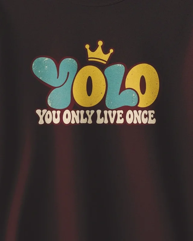 YOLO You Only Live Once Sweatshirt in Maroon — design detail