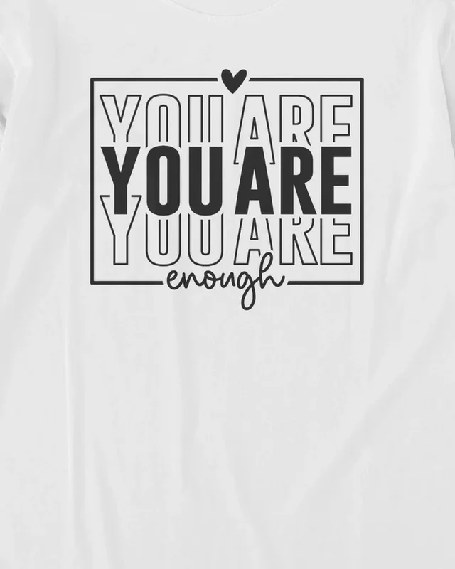 You Are Enough Long-Sleeve T-Shirt in White — design detail