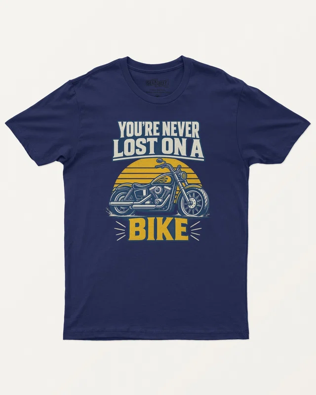 You're Never Lost on a Bike Regular T-Shirt in Royal Blue — front