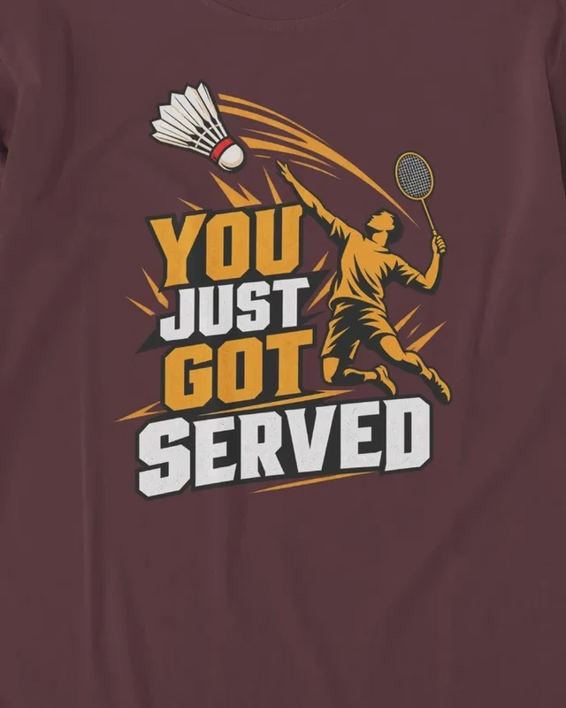 You Just Got Served Long-Sleeve T-Shirt in Maroon — design detail
