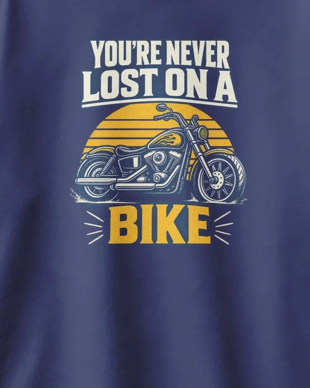 You're Never Lost on a Bike Oversized T-Shirt in Royal Blue — design detail
