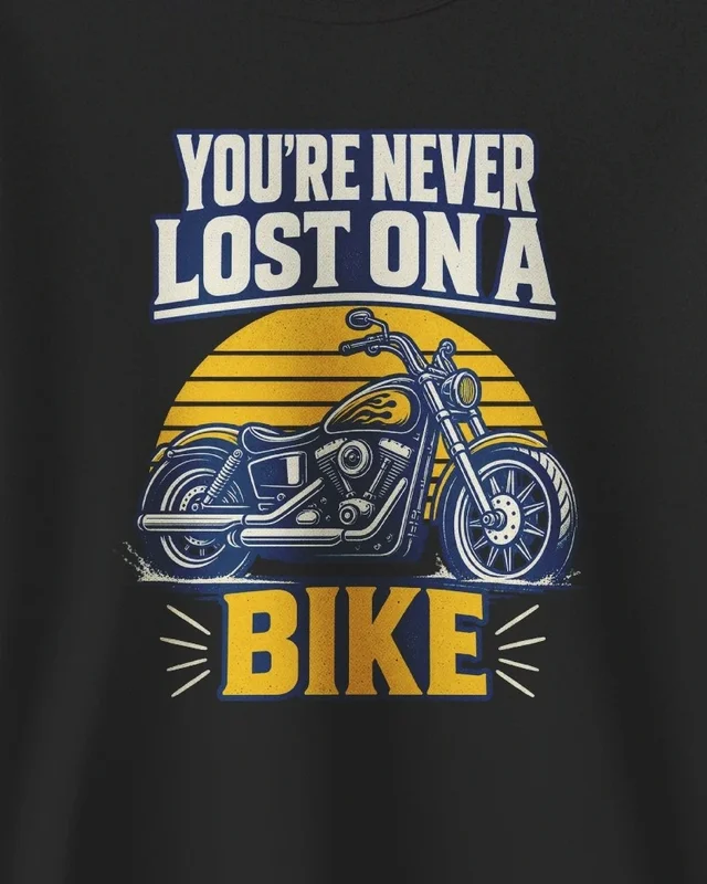 You're Never Lost on a Bike Sweatshirt in Black — design detail