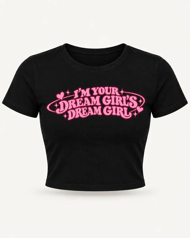 Your Dream Girl's Dream Girl Graphic Crop Top in Black — product front